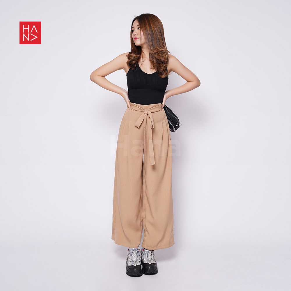 Hana Fashion - Ribbony Side Pants Celana Panjang Wanita - LP031