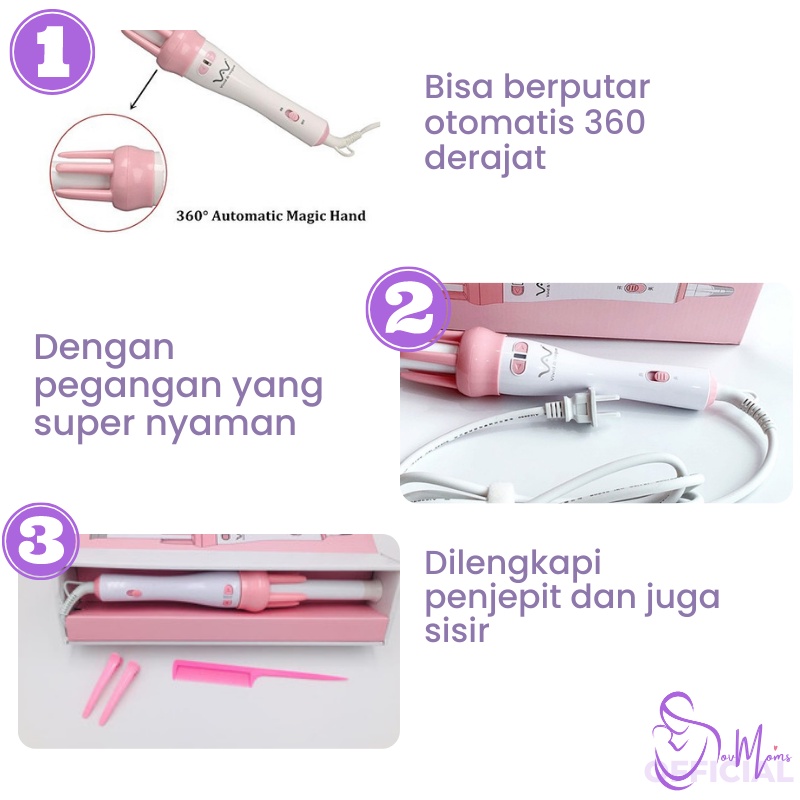 Catokan Cury Rambut Otomatis Alat Kecantikan Catok Rambut Pengeriting Rambut Automatic Catokan keriting Catok Magic Hair Curler Vivido Vogue 4 in 1 Original Premium Terbaru Terlaris Termurah