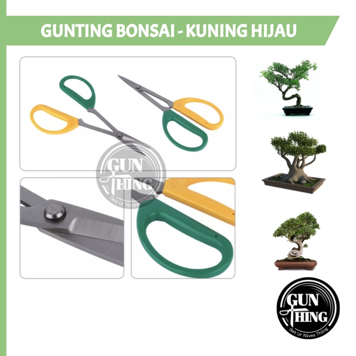 Gunting Bonsai Panjang - Gunting Pruning Hijau Kuning - Ranting Bunga