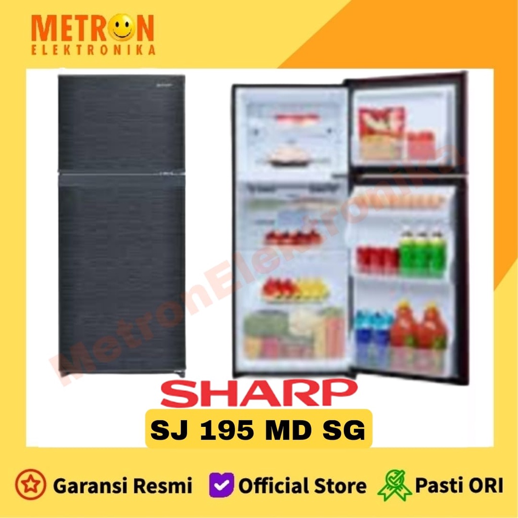 SHARP SJ 195 MD SG / LEMARI ES 2 PINTU SILVER GREY 160 LITER / SJ195MDSG