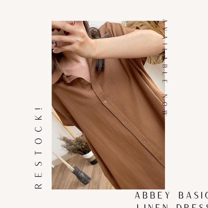 Abbey Basic Linen Dress - Dress Terusan Wanita Lengan Pendek
