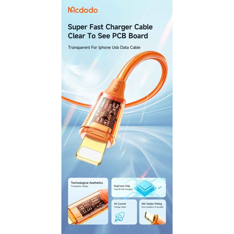 Kabel Lightning MCDODO CA-208 Kabel Data Lightning Fast Charge 3A