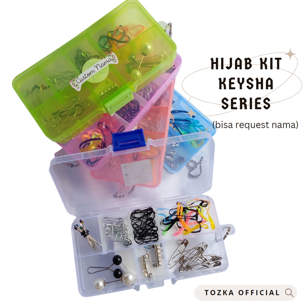 Hijab kit keysha series I Box jarum peniti tuspin set bisa custom nama