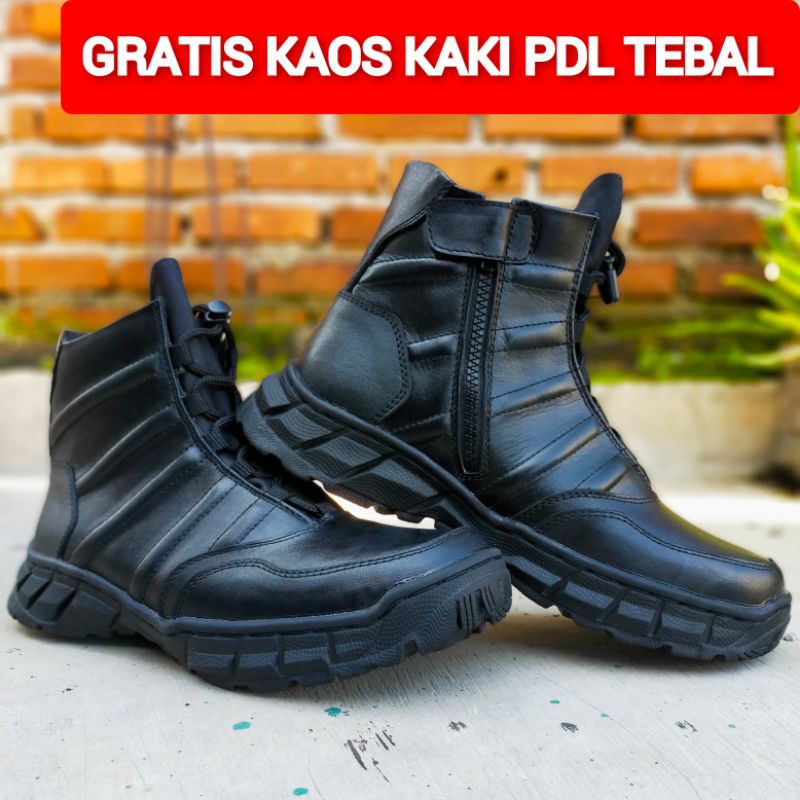 SEPATU PDL SATLANTAS  NINJA PENDEK FULL KULIT SAPI ASLI SEPATU PDL DINAS LAPANGAN TNI POLRI SECURITY SATPAM SEPATU PDL POLANTAS MODEL TERBARU