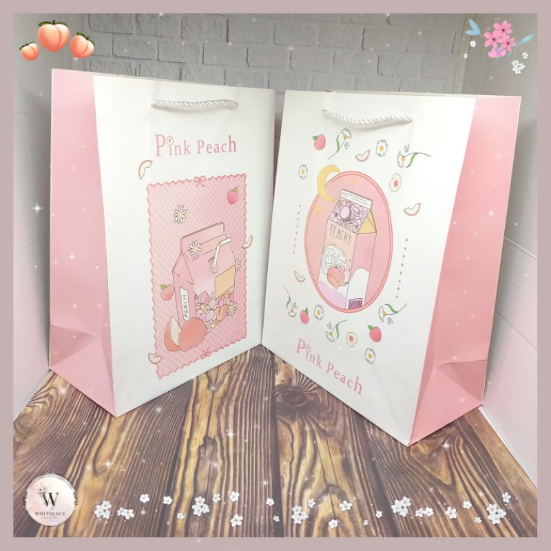 

Paper Bag Kado Model Tali Bentuk Portrait Ukuran Besar (Size L) Pink Peach Juice Box Series Tas Jinjing Kertas Hadiah Premium