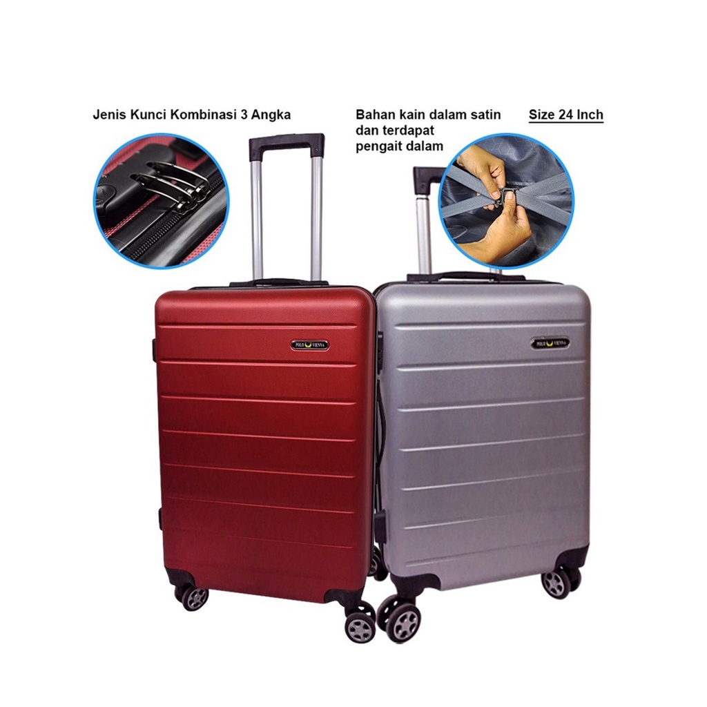 NEW ARIIVAL !! Koper Fiber Travel Ukuran 24 Inch Roda 4 Putar 360* MALLSHOPPING