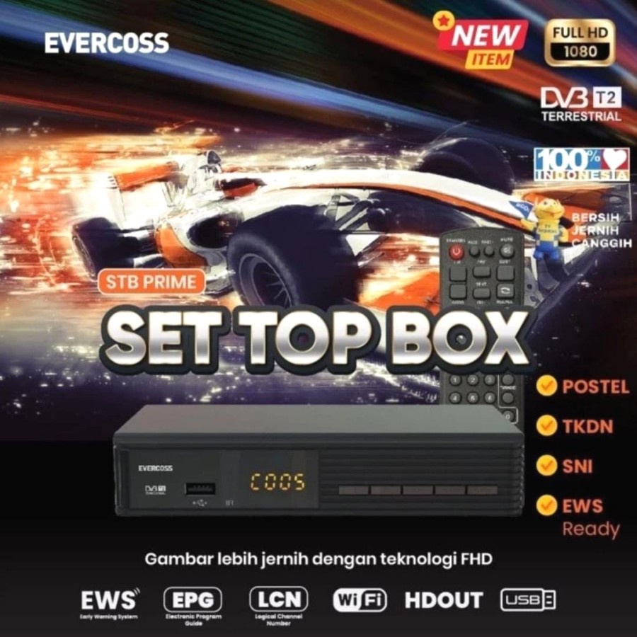 Evercoss STB Set Top Box Pro Digital TV Receiver Full HD Megabox