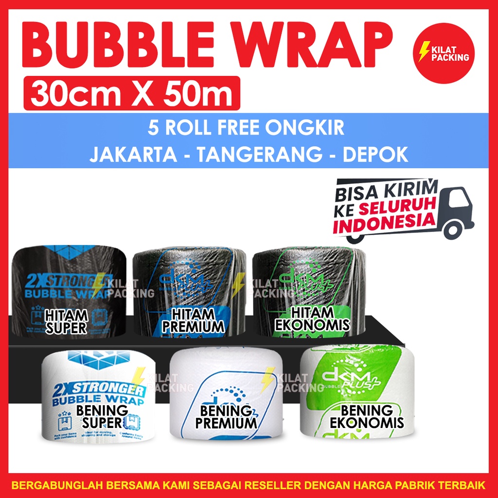 

BUBBLE WRAP 30CM X 50M PREMIUM TEBAL DELKOMAS DKM PLUS TERMURAH SATUAN JunDW