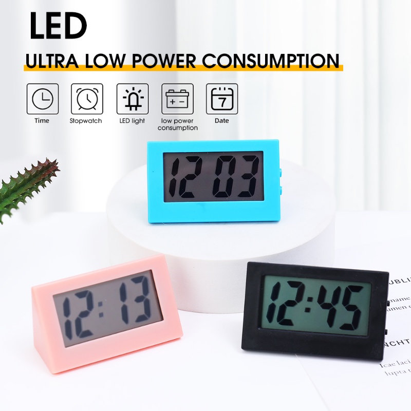 Jam Alarm LED Hemat Energi Mini Desktop Digital Clock Electronic Silent Clock Pajangan Waktu Perlengkapan Dekorasi Untuk Kamar Tidur Mobil Sekolah Kantor