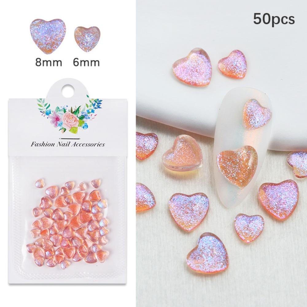 Mxbeauty Heart Nail Art Dekorasi Wanita Shiny Heart Nail Drills Love Heart Manicure Aksesoris Hiasan Kuku Aurora Nail Art Dekorasi