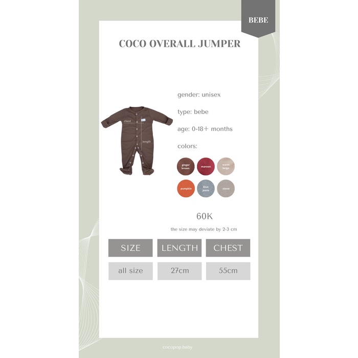 COCO POP OVERALL JUMPER Baju Polos Kaos Katun Bayi Jumper
