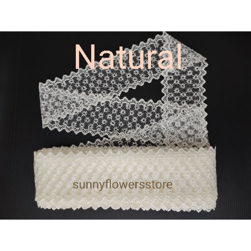 Renda bordir tile putih lebar 7 cm isi 15 yard