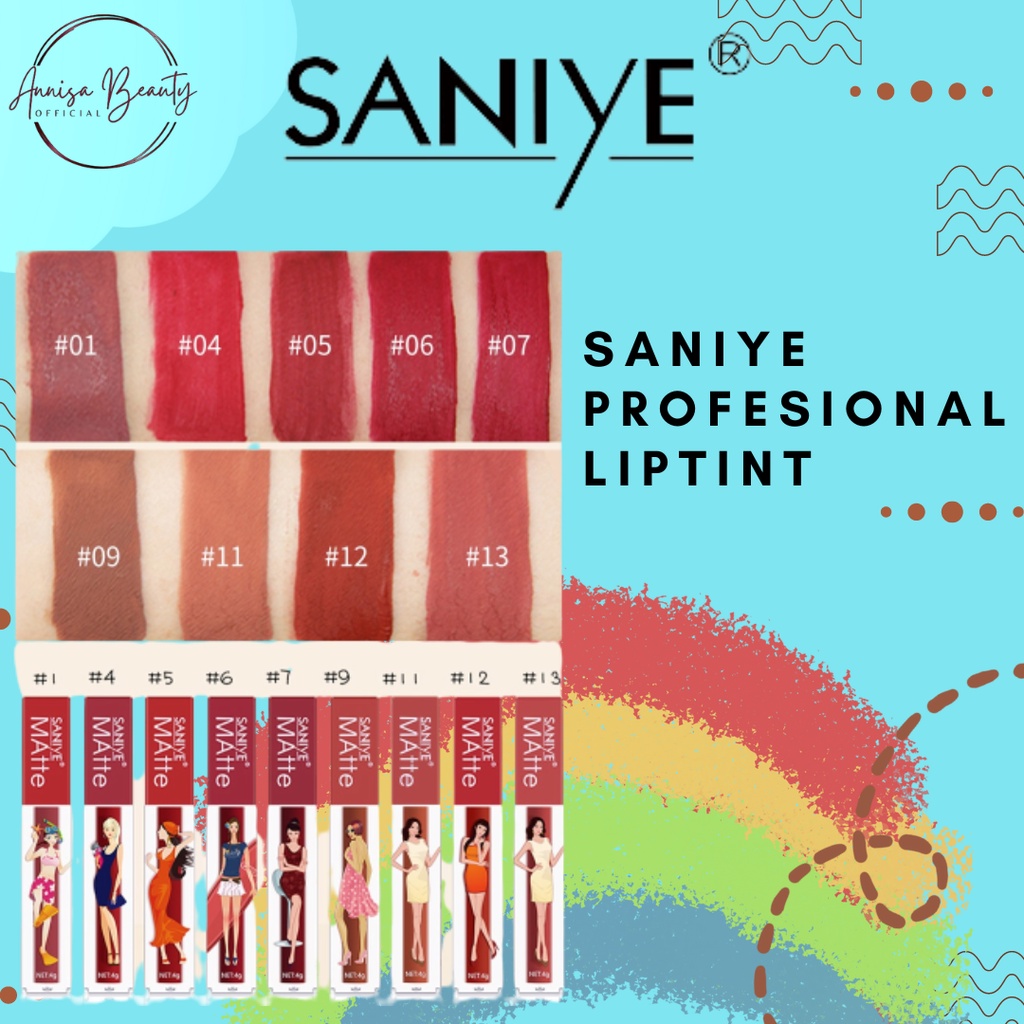 SANIYE PROFESIONAL LIPTINT 10 WARNA CEPAT KERING &amp; TAHAN LAMA - WARNA NATURAL &amp; FRESH