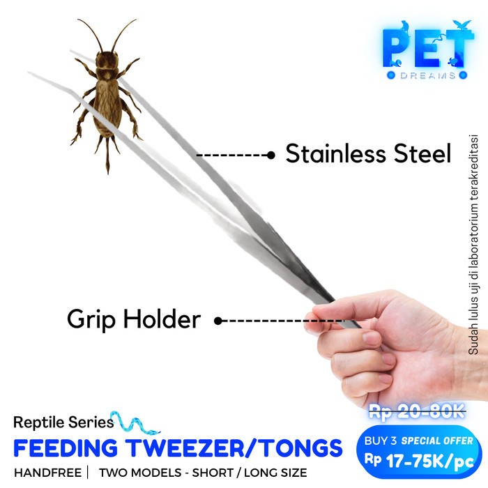 FEEDING TONGS TWEEZER REPTIL PINSET CAPITAN JANGKRIK ULAT DUBIA MENCIT