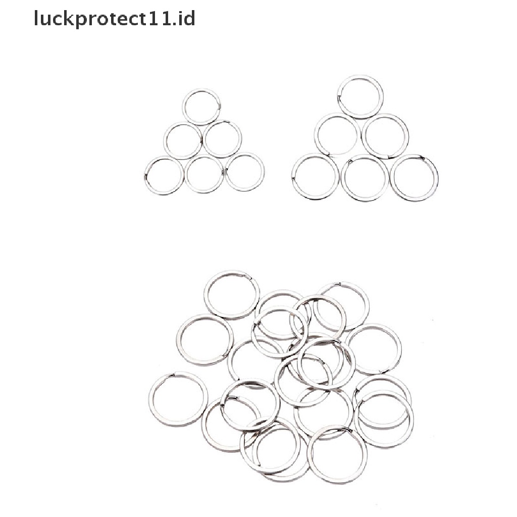 /Fashion Hot//// 100pcs/Set Gantungan Kunci Silvery Stainless Steel Bulat Lingkaran DIY Keyrings 2ukuran.