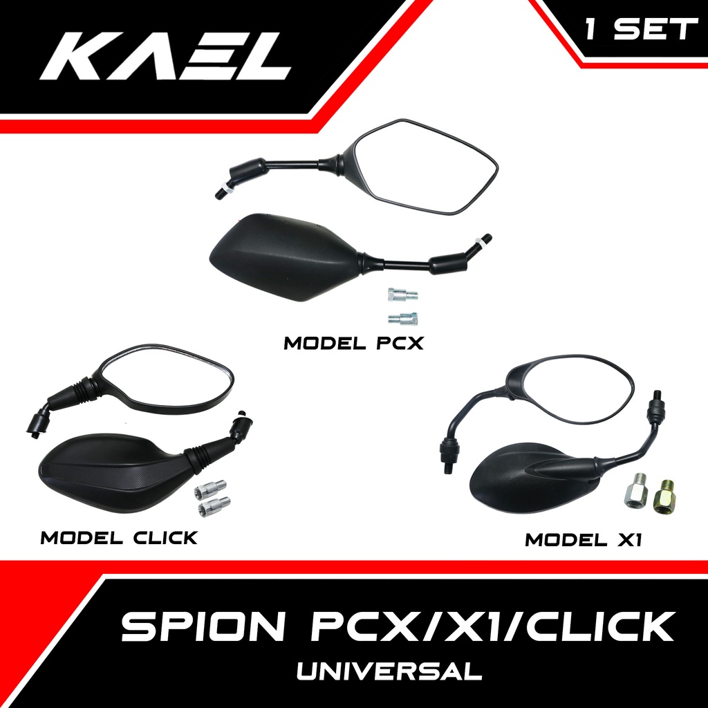 Spion PCX / X1 / Click Universal Untuk Motor Honda Beat FI F1 Pop eSP  &amp; Vario 110 125 150 &amp; Scoopy &amp; Mio Soul Sporty J M3 Z S Smile &amp; Aerox &amp; Fino &amp; &amp; Jupiter MX Z &amp; Spacy &amp; Grand &amp; Karisma &amp; Revo &amp; Supra X 125 Fit New &amp; Blade 1 Set Sepion