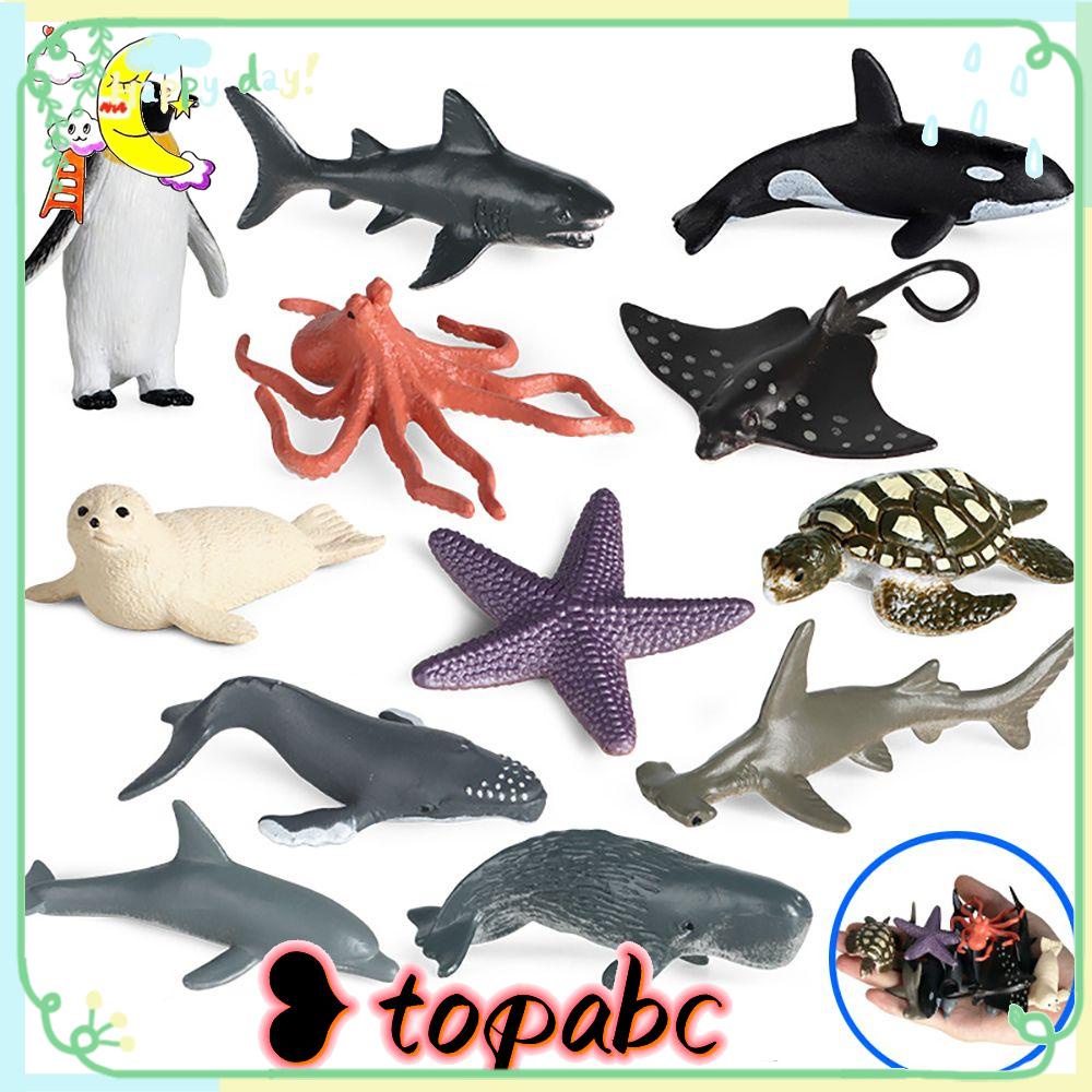 Top 12PCS /Set Model Organisme Laut Hadiah Pendidikan Awalan Mikro Lanskap Kura Kepiting Bintang Laut