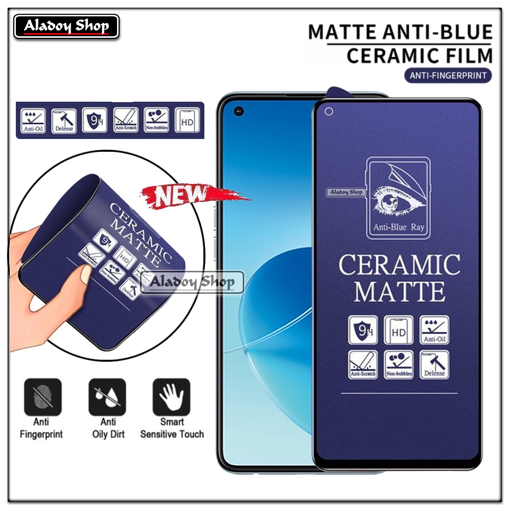 PAKET 3IN1 Anti Gores Blue Matte Anti Glare Oppo Reno 6 4G + Tempered Glass Camera dan Skin Carbon