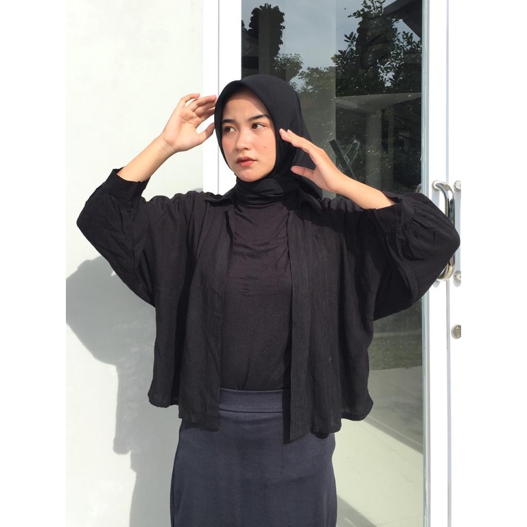 Tq88indonesia Fashion Busana Luaran Wanita Terbaru /  Marshey Batwing Oversize Outer CRINCLE / Blouse Polos Lengan Panjang  Fashion / Ootd Kekinian