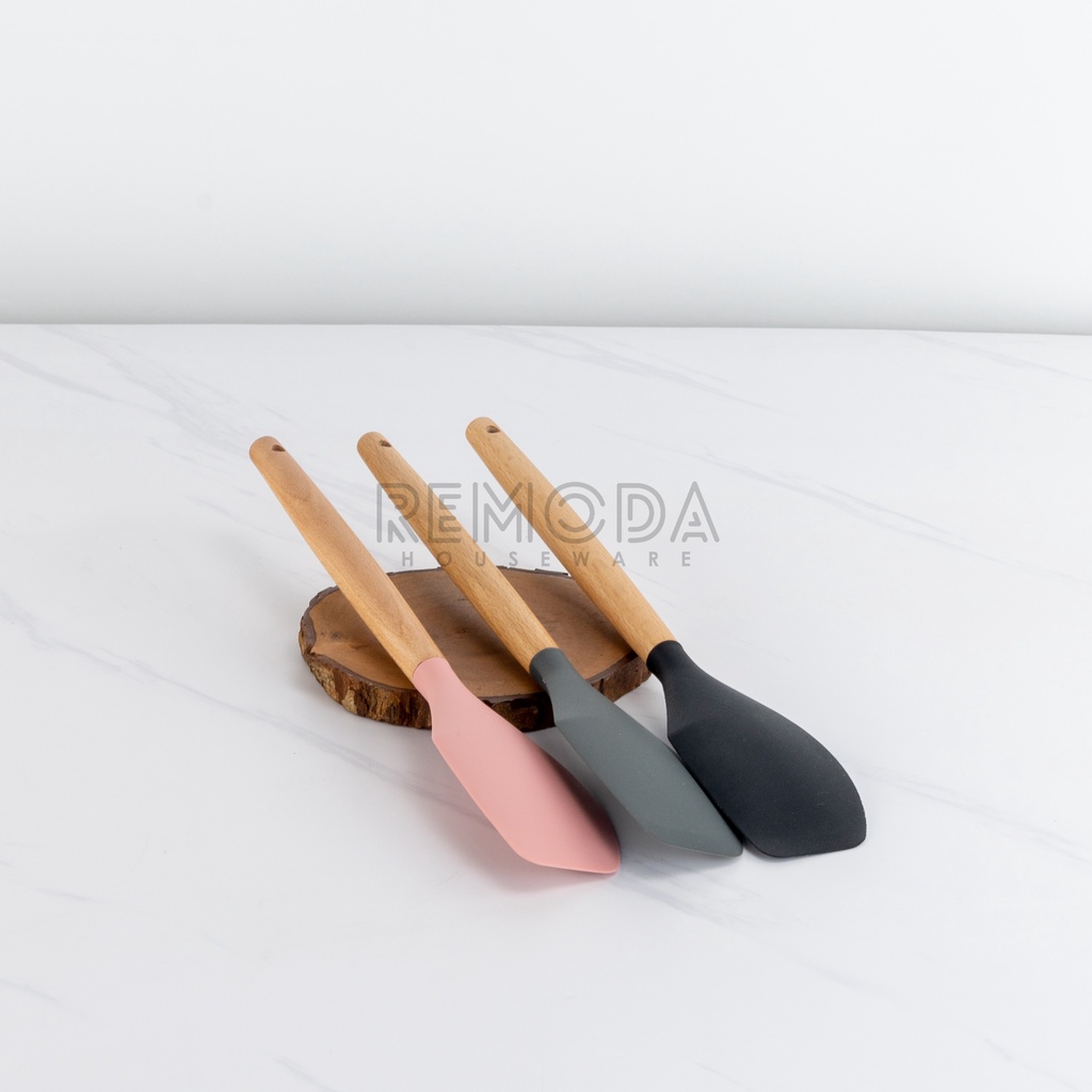 [Remoda] Spatula / Sodet / Sutil Lengkung | Ladle Silicone Gagang Kayu