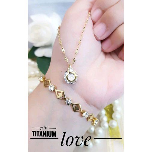 Titanium set kalung gelang gold glkl01