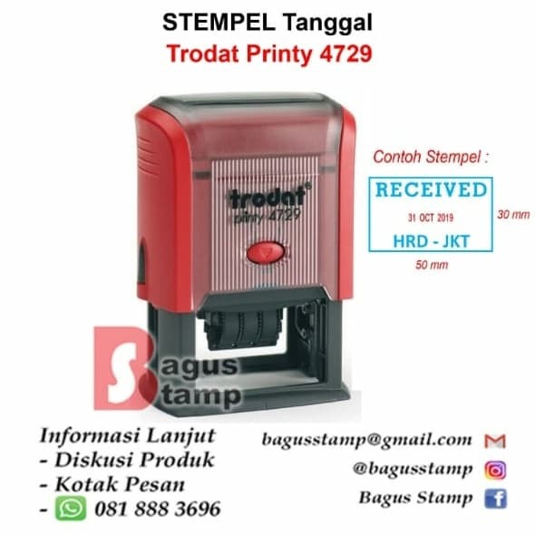

Stm Stempel Warna Otomatis Custom Design Trodat 4729 (Ukuran 50X30 Mm)