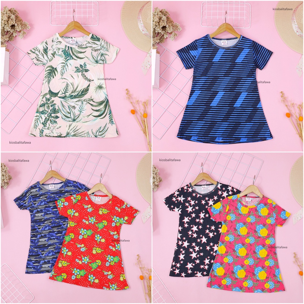 Dress Amirah uk 1-2 Tahun / Lengan Baju Tidur Balita Anak Perempuan Adem Kaos Lucu Dres Harian Murah