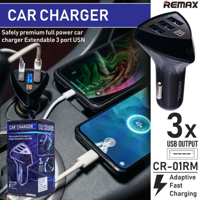 Batok Saver Charger Mobil Remax Aliens 3USB 4.2A ♧