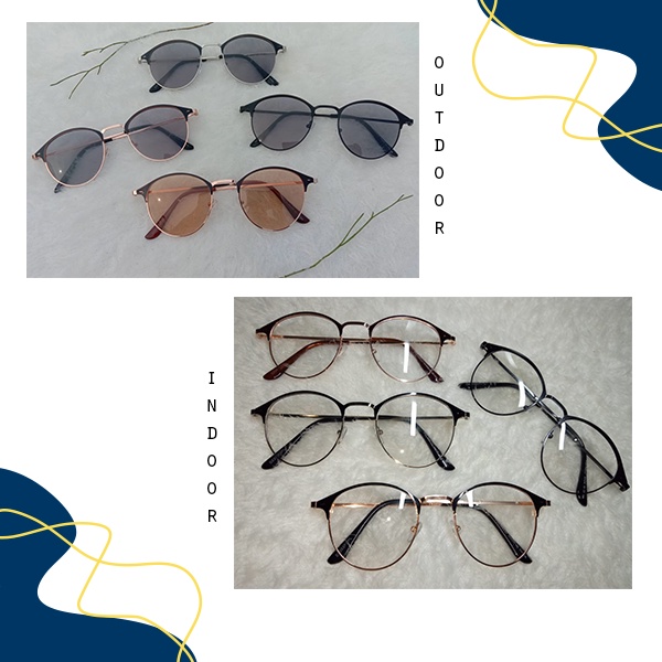 Kacamata Photocromic Korea / Anti UV 2 In 1 Potokromik Photochromic Wanita Pria Bingkai Oval Kekinian Unisex NOCASE