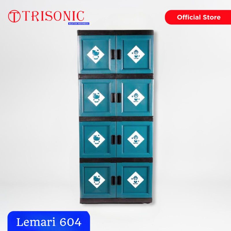 Lemari Plastik M&amp;K 604 - 4 susun - Hitam Biru