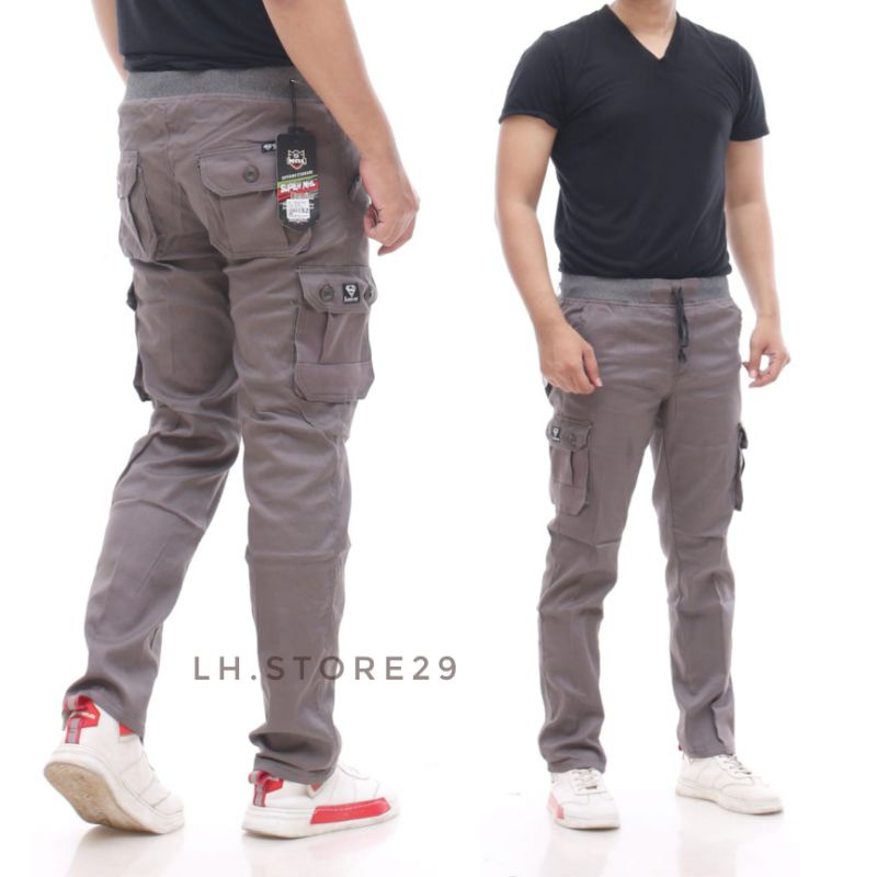 Celana Panjang Pria Rip Cargo Bahan twill Stretch Premium