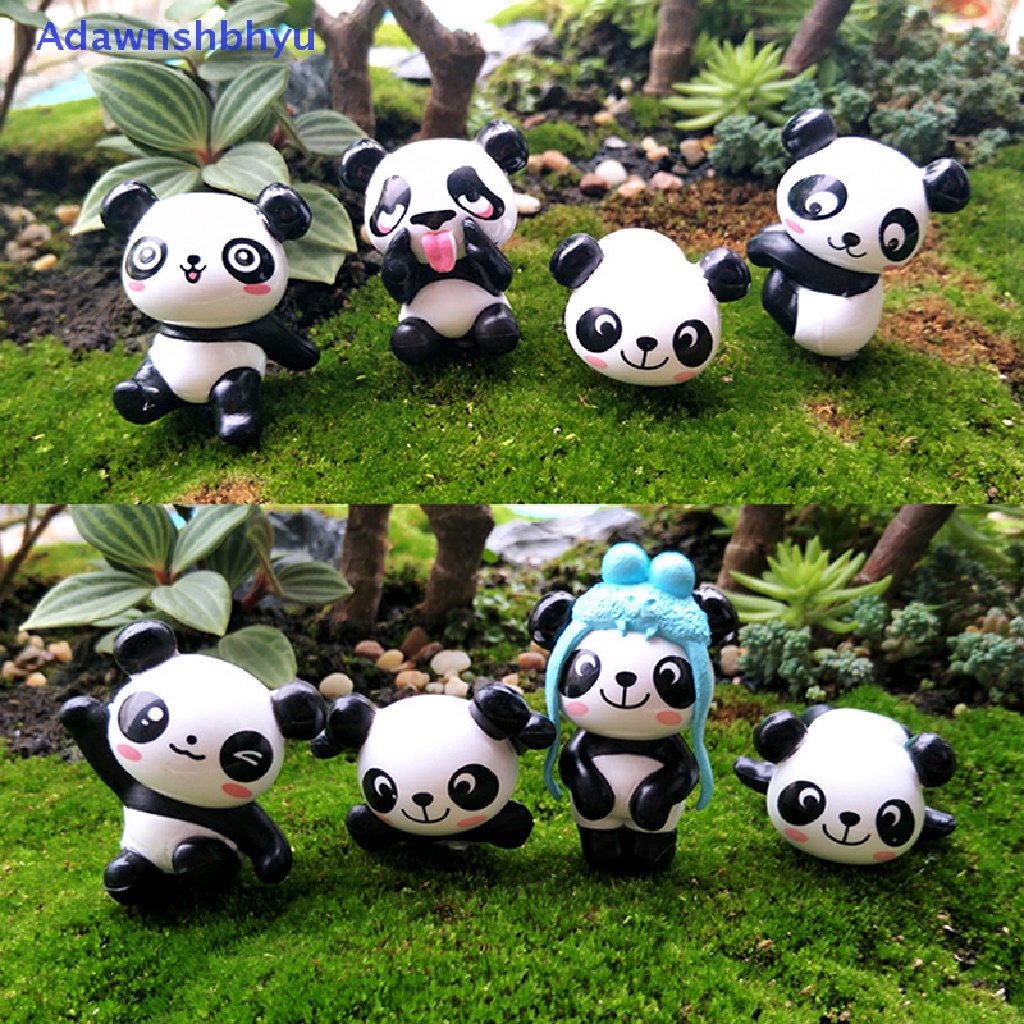 Adhyu 1Pc Patung Kartun Panda Lucu Pemandangan Taman Peri Miniatur Dekorasi Model ID