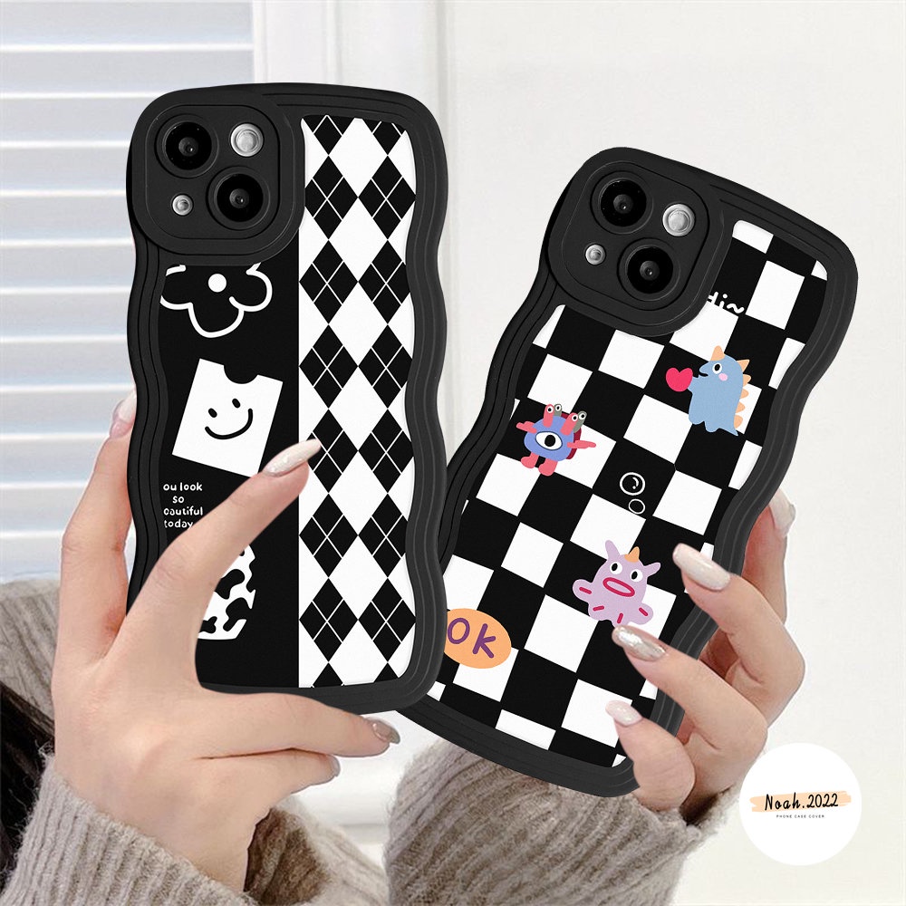 Case Oppo A17 A17 A17K A77 A57 A76 A96 A54 A74 A53 A33 A55 A16 A16s A16K A16E A15 A15s A12 A12E A7 A5s A3s A5 A9 A11K Reno 8Z 8 7Z 7 6 5 TPU Papan Catur Grid Wave Edge Soft Case Tempat Kotak Makan