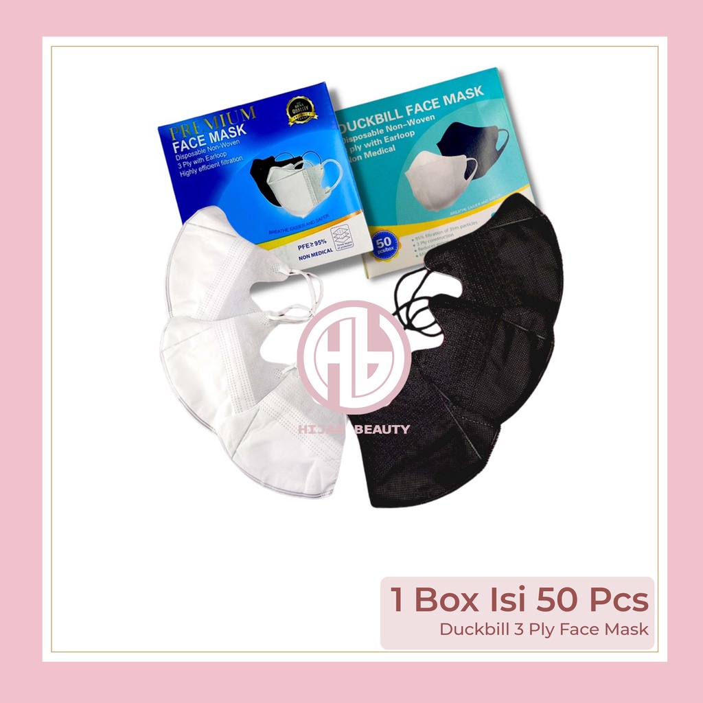 Masker Duckbill Garis 3 Ply Face Mask 1 Box Isi 50 Pcs