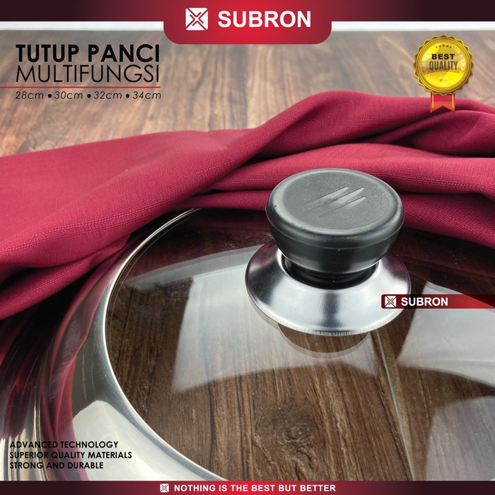 Tutup Panci Stainless Kaca 28cm 30cm 32cm 34cm 36cm Wajan Kuali - SUBRON