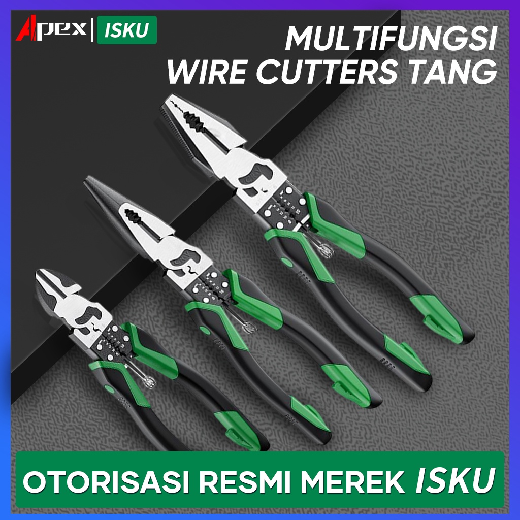 ISKU tang serbaguna multifungsi lengkap wire cutters tang potong kawat kabel listrik/tang kupas kombinasi 8 inch