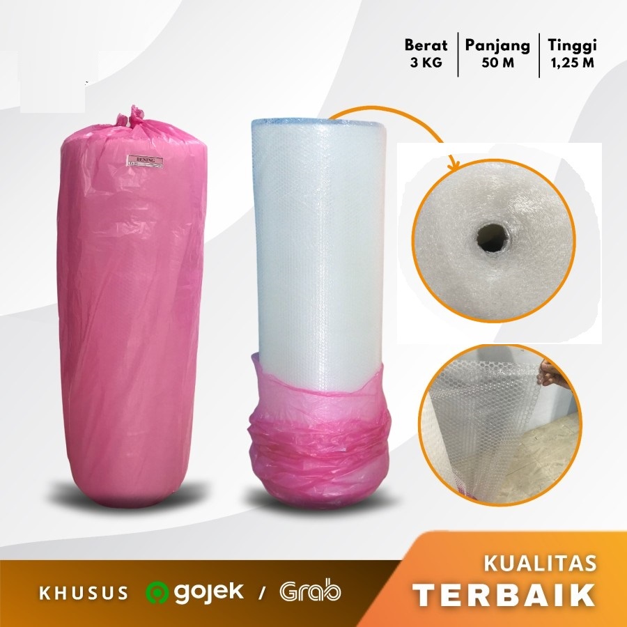 

Bubble Wrap Roll Hitam Bening Putih 125cm x 50 Meter