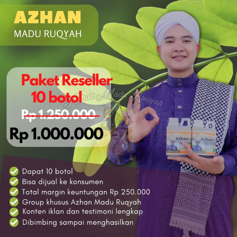 

PAKET RESELLER 10 BOTOL AZHAN MADU RUQIYAH