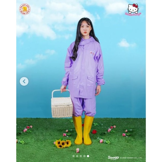 FELWINSHOP Jas Hujan Hello Kitty Dewasa Setelan Jaket Celana Kitty Edition