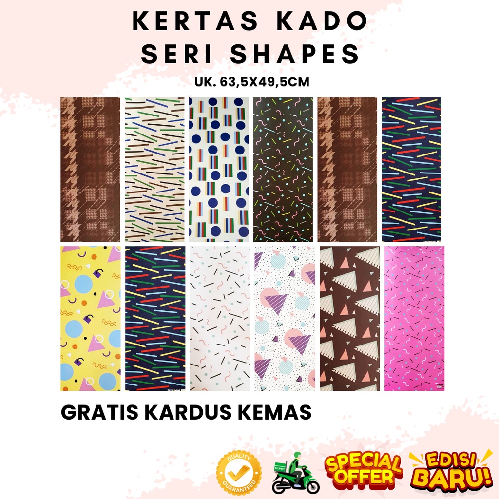 

Kertas Kado Wrapping Paper Sansan Wawa Seri Shapes Bentuk