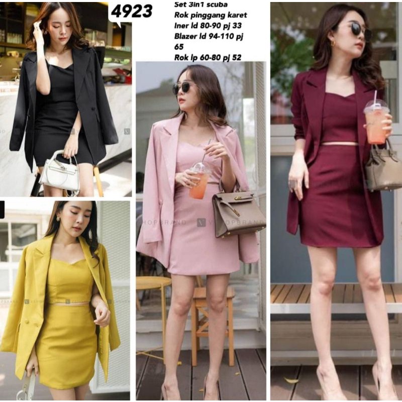 Setelan kantor baju kerja wanita setelan scuba setelan blazer jas outer VV 49233