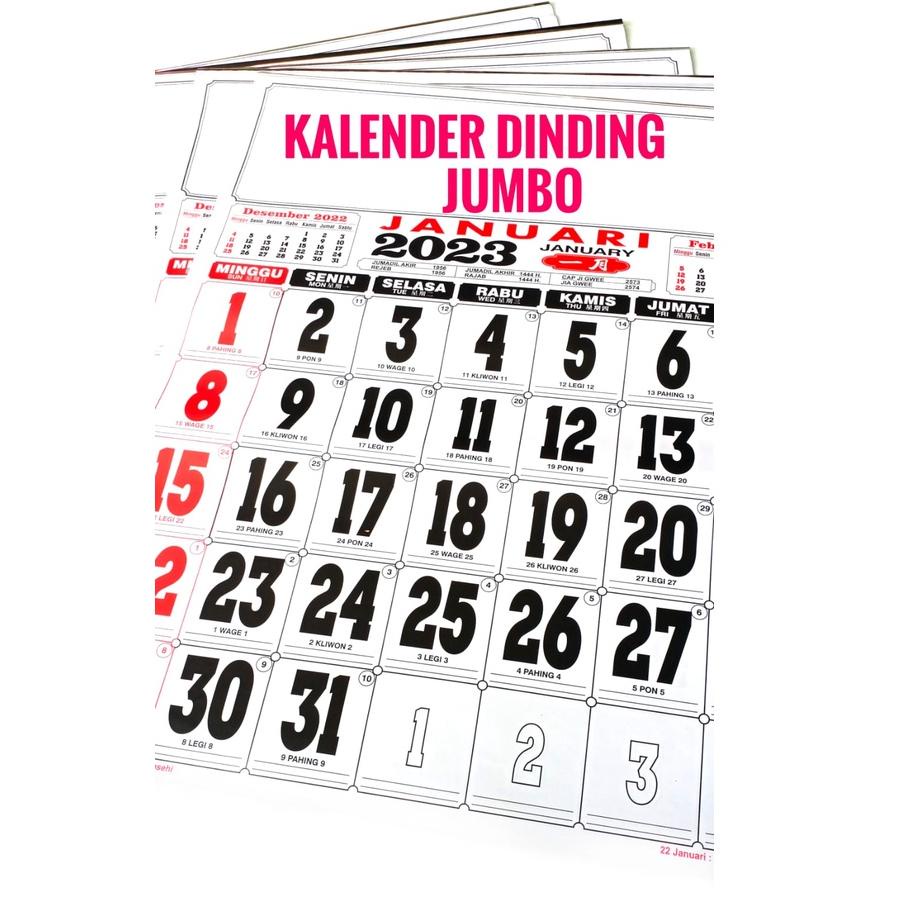

(L-J7J(☛) Kalender Dinding /Kalender Jumbo/Kaender 2023 UK.50cm X 64Cm Promo TS berkualitas