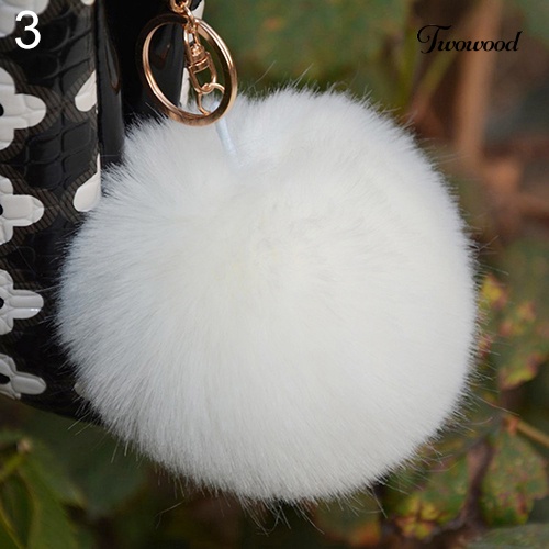 Twowood Hot Furry Ball Keychain Gantungan Kunci Tas Aksesoris Ekor Gantungan Kunci Bulu Kelinci