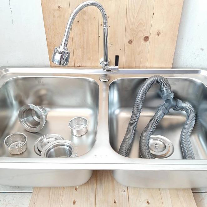 Kitchen Sink Oki 8347 Bak Cuci Piring 2 Lubang Tempat Cuci Piring