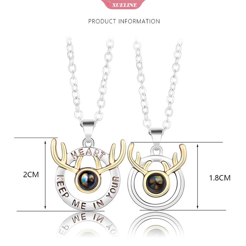 A deer has you couple necklace 100bahasa I love you Proyeksi Liontin Kalung Perhiasan Wanita Hadiah Teman Terbaik [ZXL]