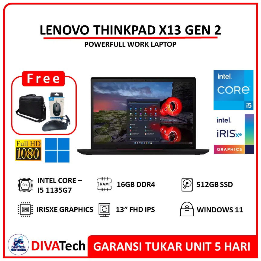 Lenovo THINKPAD X13 Gen 2 i5 1135G7 16GB 512GB SSD IRISXe 13.3FHD IPS | Laptop Lenovo Thinkpad