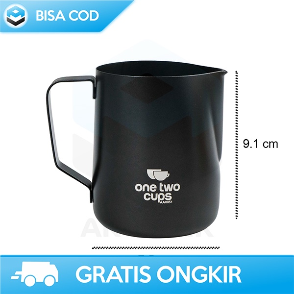 GELAS LATTE ART STAINLESS 350ML 600ML ONETWOCUPS MILK JUG ESSPRESSO