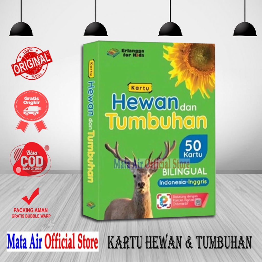ORIGINAL KARTU HEWAN DAN TUMBUHAN BILINGUAL - ERLANGGA FOR KIDS