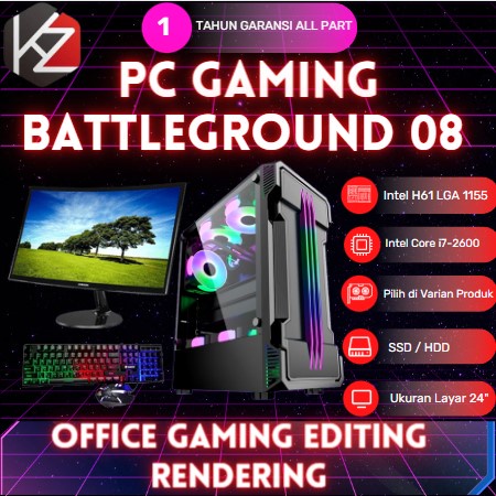 PC Gaming Fullset Intel Core I7 2600 RAM 16GB (GTX 1050Ti 4GB ) Cocok editing render cepat