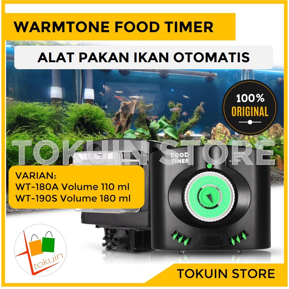 Food Timer Warmtone Auto Fish Feeder Dispenser Makanan Ikan Otomatis